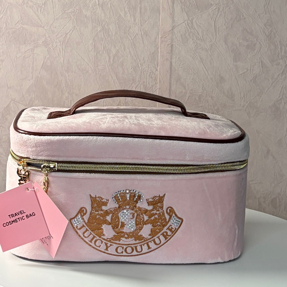 Juicy Couture Pink Cosmetic Bag Travel Case Train Case with Scottie Dogs - Picture 7 of 10